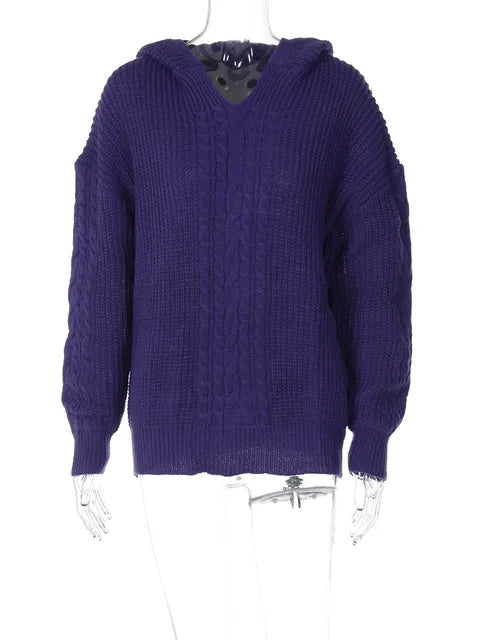 Knitted Hoodies Sweater Loose Long Sleeve Autumn Pullover Woman Street Baggy Coat Female Winter Clothes