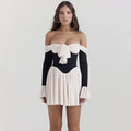 Lace Folds Mini Dress for Off the Shoulders Bodycon Splice Dress ’s Clubwear Slim Dresses Female