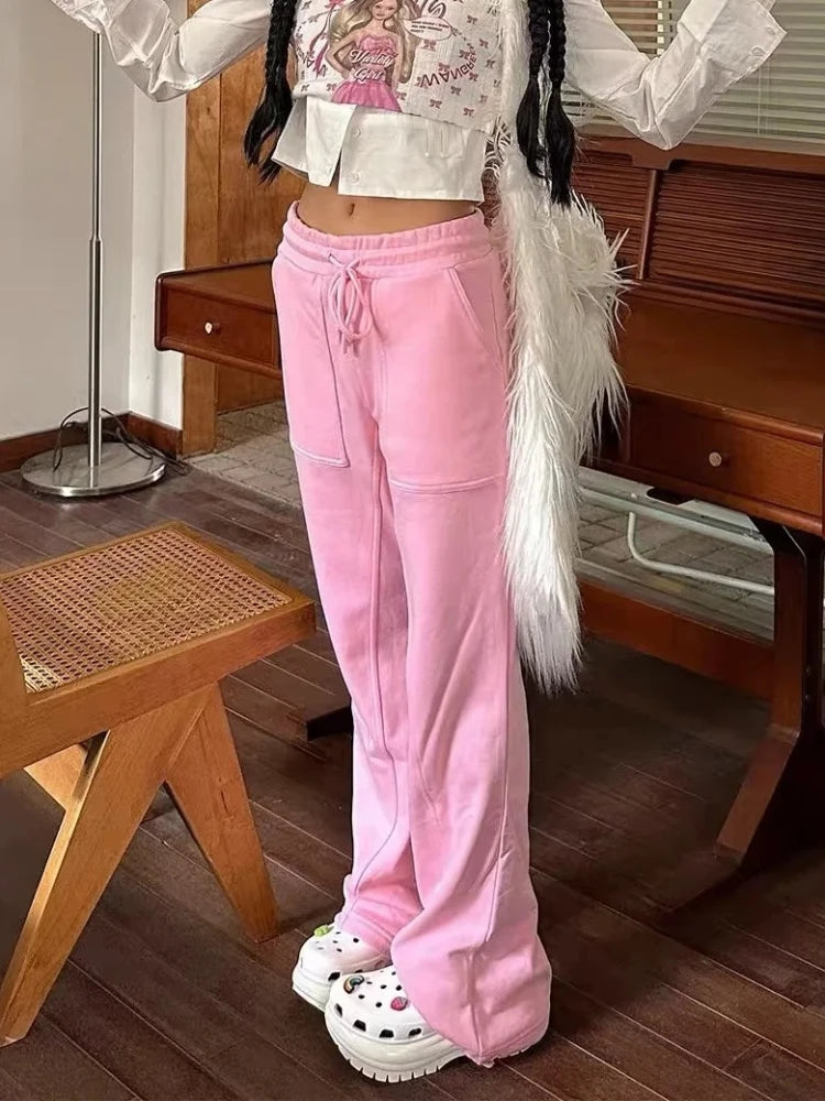 Lace Up Loose Cargo Pants High Waist Pocket Baggy Sweatpants ’s Streetweat Woman Autumn New