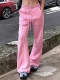 Lace Up Loose Cargo Pants High Waist Pocket Baggy Sweatpants ’s Streetweat Woman Autumn New