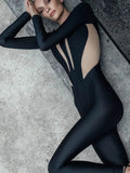 Mesh Stitching Jumpsuit Long Sleeve Bodycon One Piece See Through Monos Mujer Elegante Club ’s Playsuit