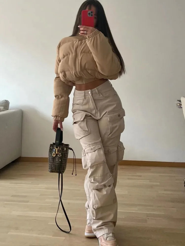 Multiple Pockets Cargo Pants for Loose High Waist Sweatpants ’s Baggy Pant Woman Trousers