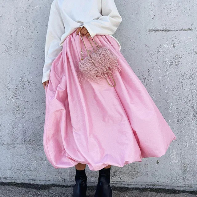 Satin White Skirts High Street Pleated Maxi Skirts for Spring New Evening Nighy Party Skirts