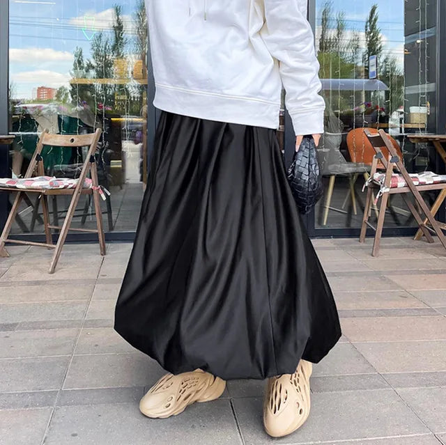 Satin White Skirts High Street Pleated Maxi Skirts for Spring New Evening Nighy Party Skirts