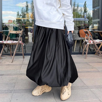 Satin White Skirts High Street Pleated Maxi Skirts for Spring New Evening Nighy Party Skirts