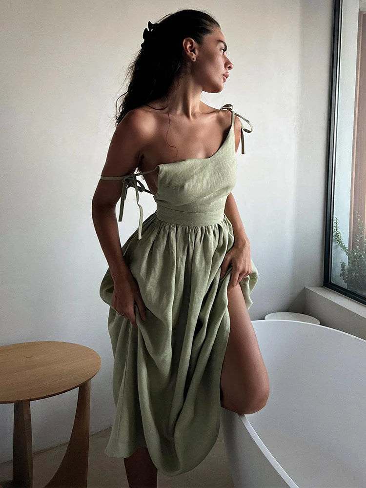 Backless Beach Dress for V Neck Splice Folds Long Dresses Party Bandage Maxi Sundress Female