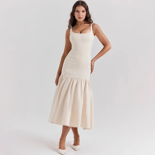 Plunge Splice Maxi Dress Outfits for Slim Fit Hip Wrap Party Club Dress Sleeveless Female Summer