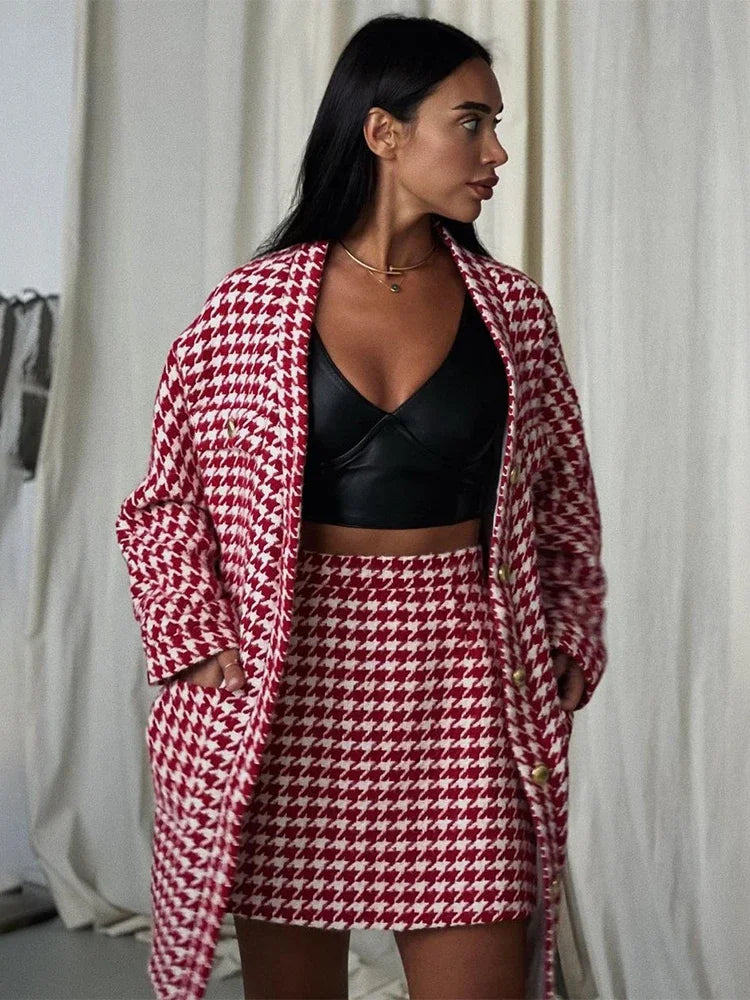 Slim High Waist Skirt Sets 2 Piece Outfits Loose Cardigan Conjuntos De Falda Street Mini Dress Suits