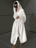 Loose Trench Coat for Lace Up Hooded Wrap Coats ’s Street Winter Warm Coat Femme New