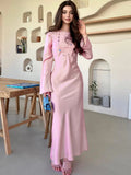 Stain Slim Maxi Dresses for Party Evening Dress ’s High Waist Femme Autumn Dress