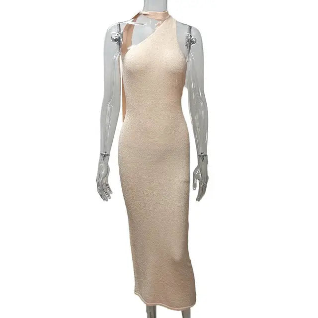 Summer Holiday Beach Dresses Black Knitted Sleeveless Bodycon Long Dresses Party Vestidos