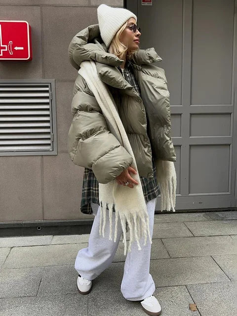 Thick Parkas Long Sleeve Top Autumn Winter Warm Coat ’s Street Hoodies Woman Cotton-padded Jacket