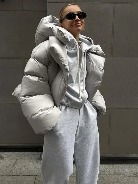 Thick Parkas Long Sleeve Top Autumn Winter Warm Coat ’s Street Hoodies Woman Cotton-padded Jacket