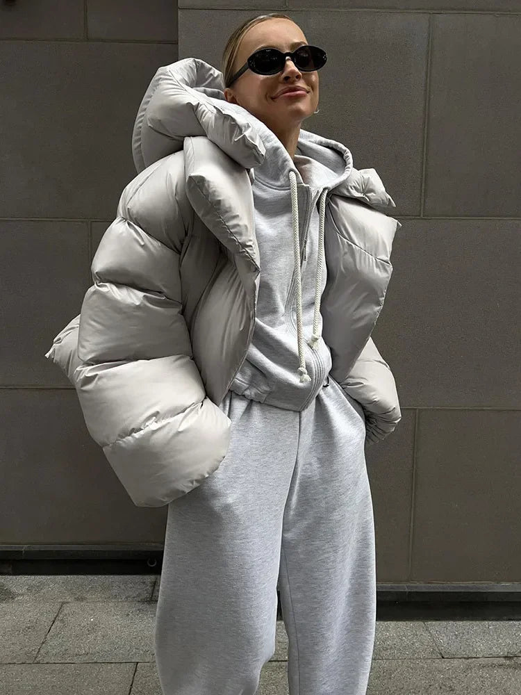 Thick Parkas Long Sleeve Top Autumn Winter Warm Coat ’s Street Hoodies Woman Cotton-padded Jacket
