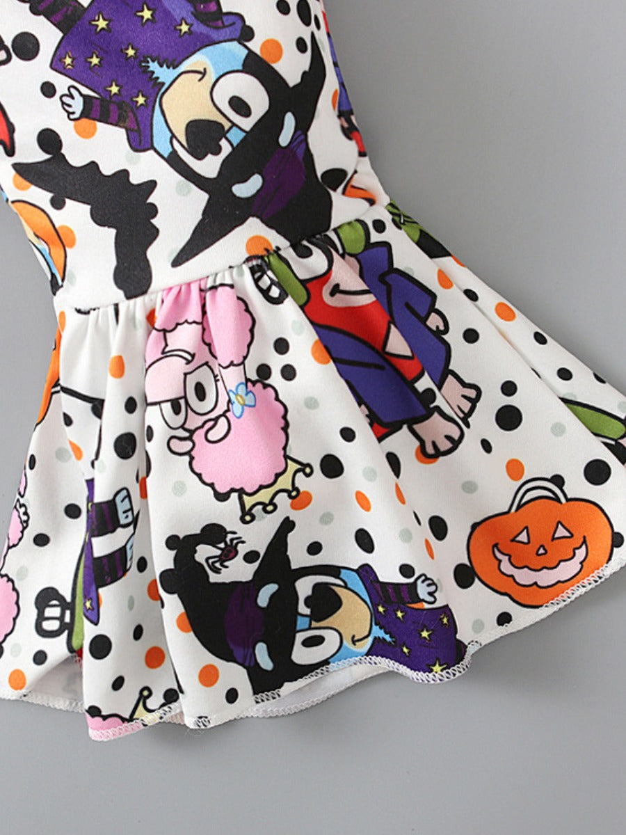 Cotton Girl Cartoon Letter Print Flared Pants Set Ar7090