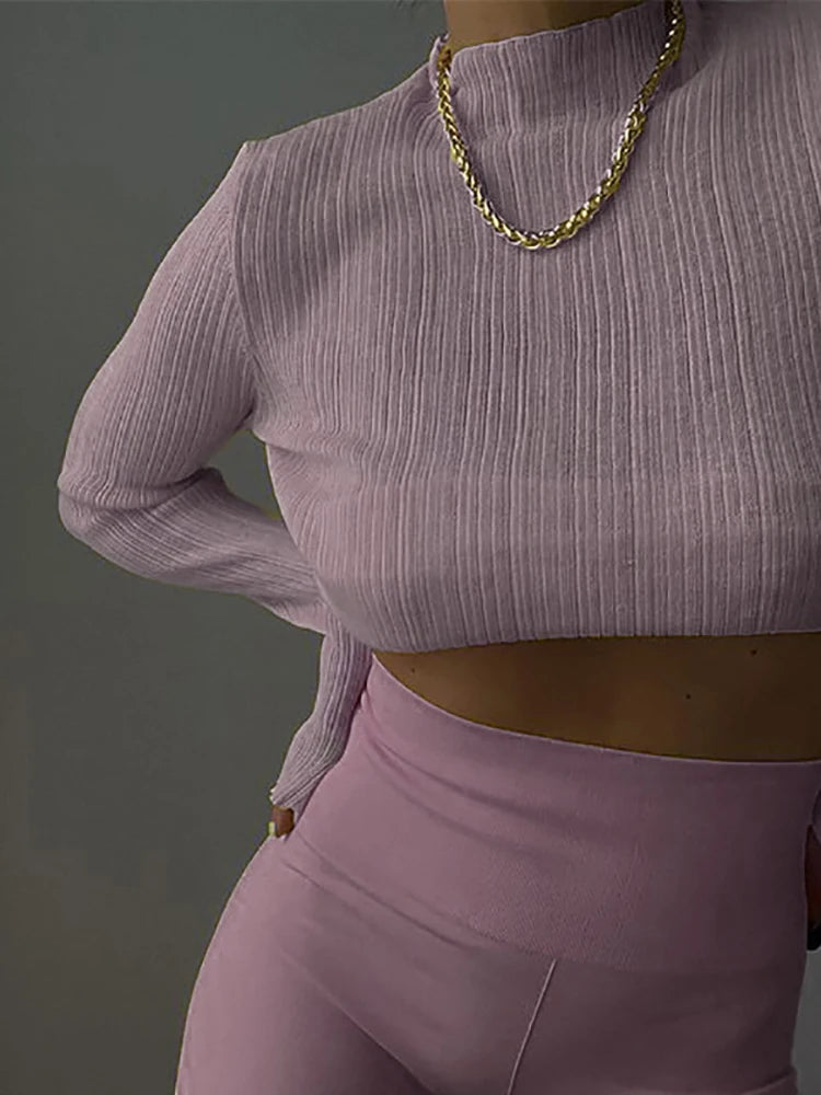 See Through Knitted T-shirts Autumn White Long Sleeve Mock Neck Tops Femme High Street Slim Tops Tee