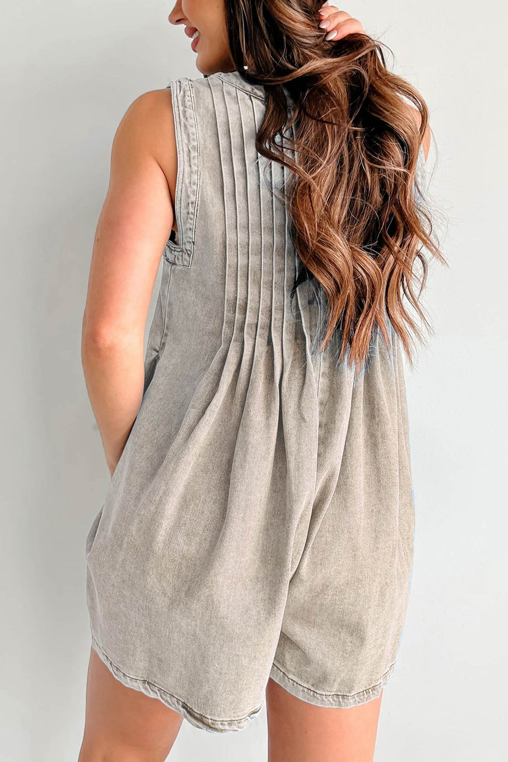 Tie-up Sleeveless Denim Rompers