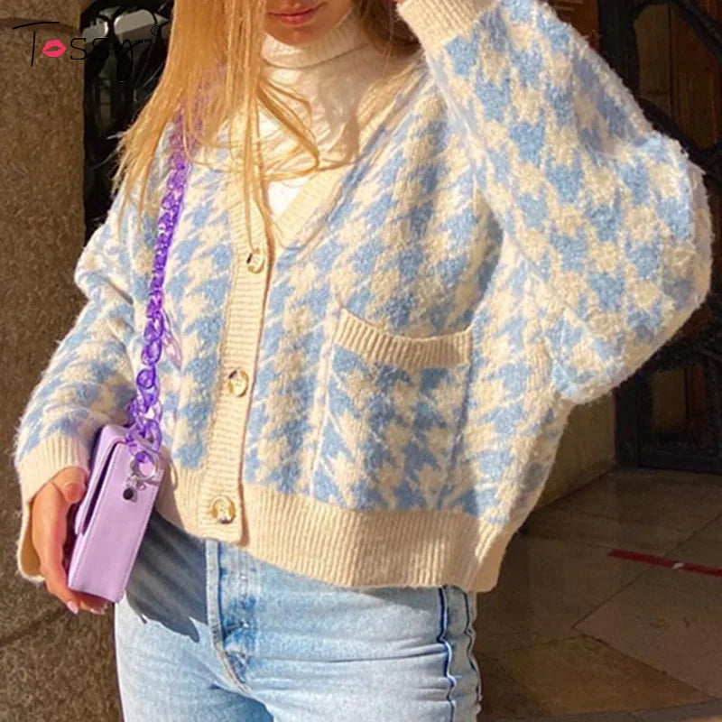 New ’s Sweaters Cardigan Y2k Tops Pink Knitted Embroidery V Neck Jumper Young Girl Spring