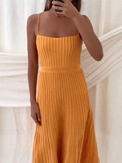 Backless Ribbed Maxi Dress for Summer New Holiday Party Stretch High Waist Bodycon Maternity Dresses Knit Sundress