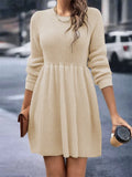 High Waist Hollow Out Mini Dress Female Patchwork Pleated Party Dress Slim Long Sleeve Dress