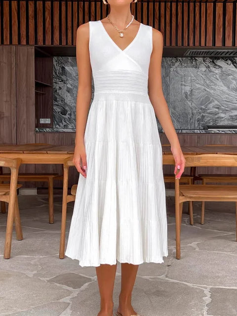Knit V-neck for Maxi Dress Y2k Backless Knitwear Party Dress Baggy High Waist Summer Female Dress