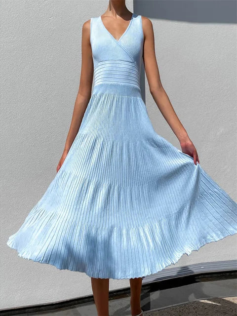 Knit V-neck for Maxi Dress Y2k Backless Knitwear Party Dress Baggy High Waist Summer Female Dress