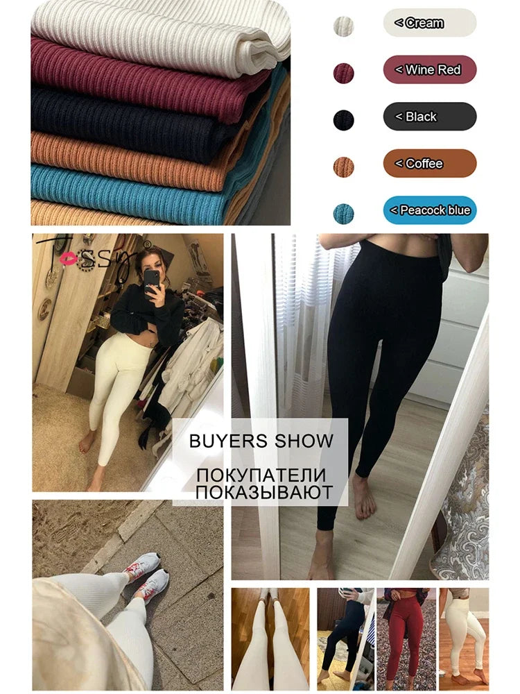 Ribbed Yoga Leggings Sports Tights Seamless Knit Yoga Pants White Femme Gym Leggings Skinny Workout Fitness Push Up