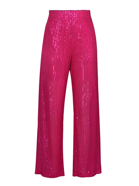 Sparkly Two-piece Set Party Outfits for Sequin Top Blouse Shirt and Pants Suit Female Evening Tracksuit New