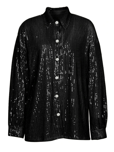 Sparkly Two-piece Set Party Outfits for Sequin Top Blouse Shirt and Pants Suit Female Evening Tracksuit New