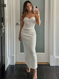 Strapless Knit Maxi Dresses for Summer Beach Party Bodycon Dress Off-shoulder Twist Knitting Evening Backless Dress