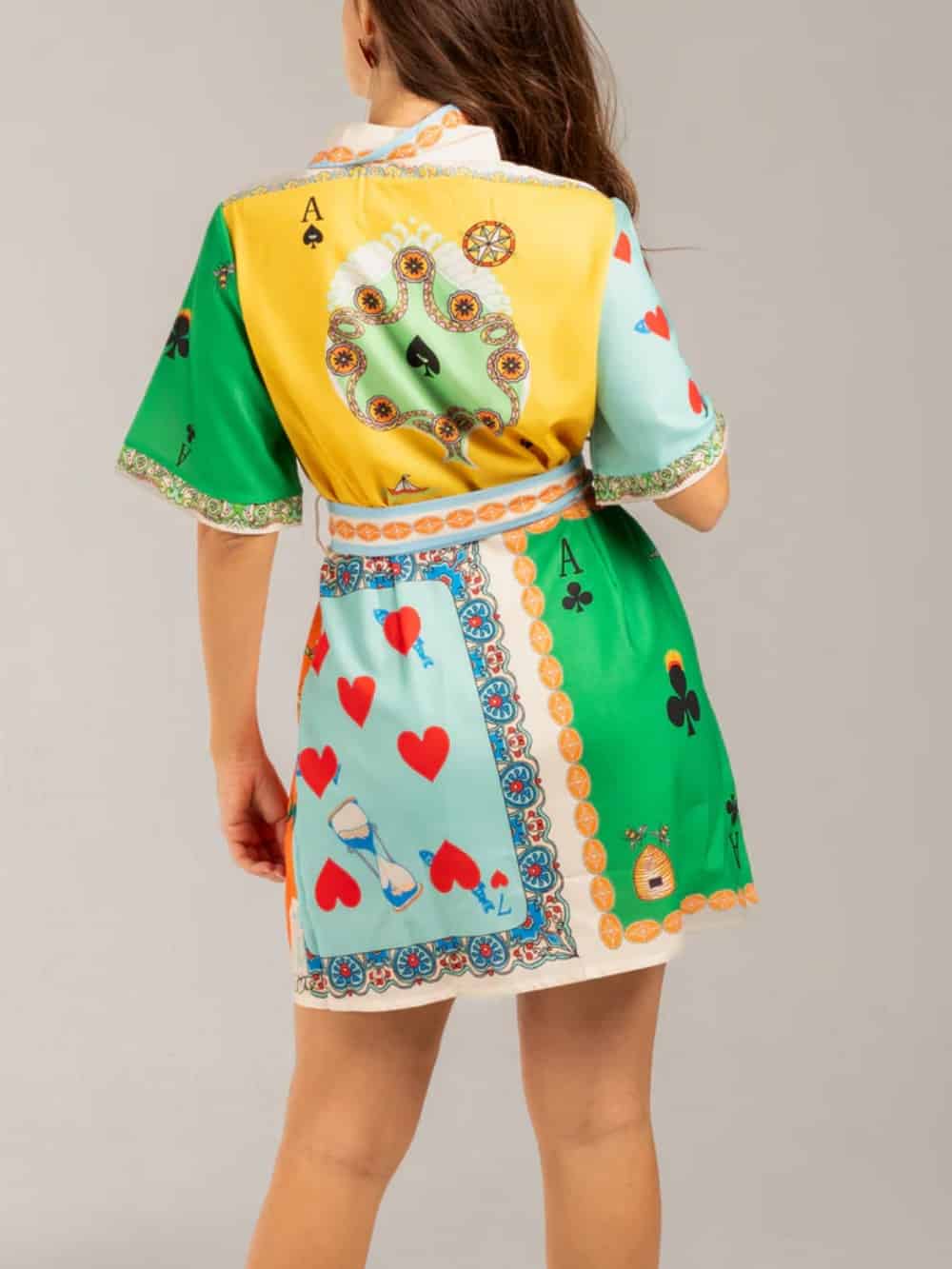Printed Shirt Cardigan Short Dress