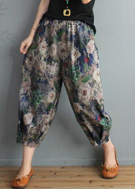 Unique Print High Waist Cotton Crop Pants Tq1024
