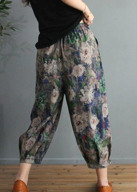 Unique Print High Waist Cotton Crop Pants Tq1024