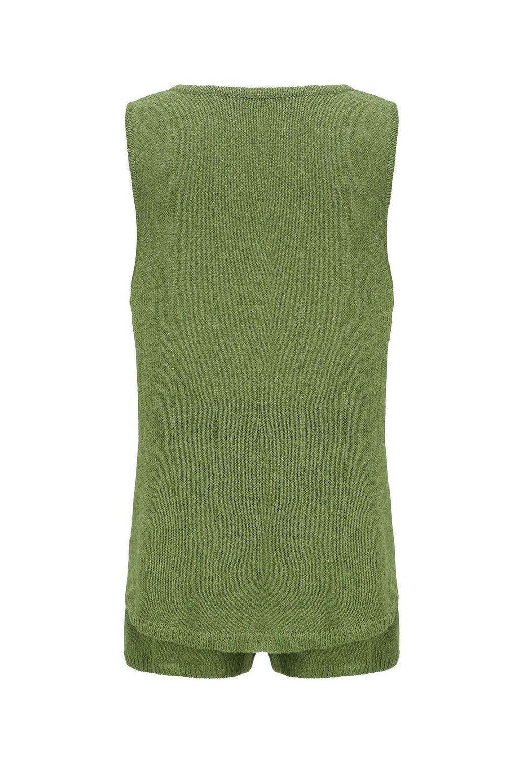 V Neck Knit Tank Top Shorts Suits