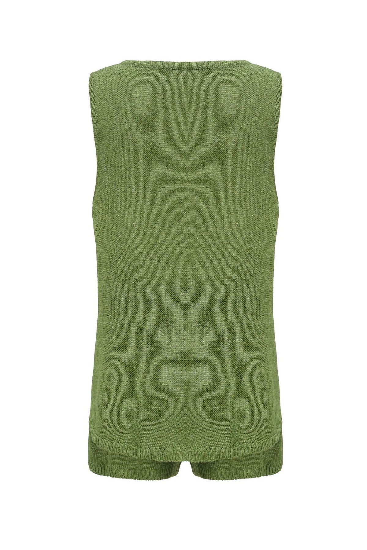 V Neck Knit Tank Top Shorts Suits