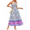 Flower Print Spaghetti Strap Dresses Beach Vacation Long Dress Female Summer New Vestidos