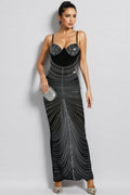 Mirin Black Sequins Maxi Dress