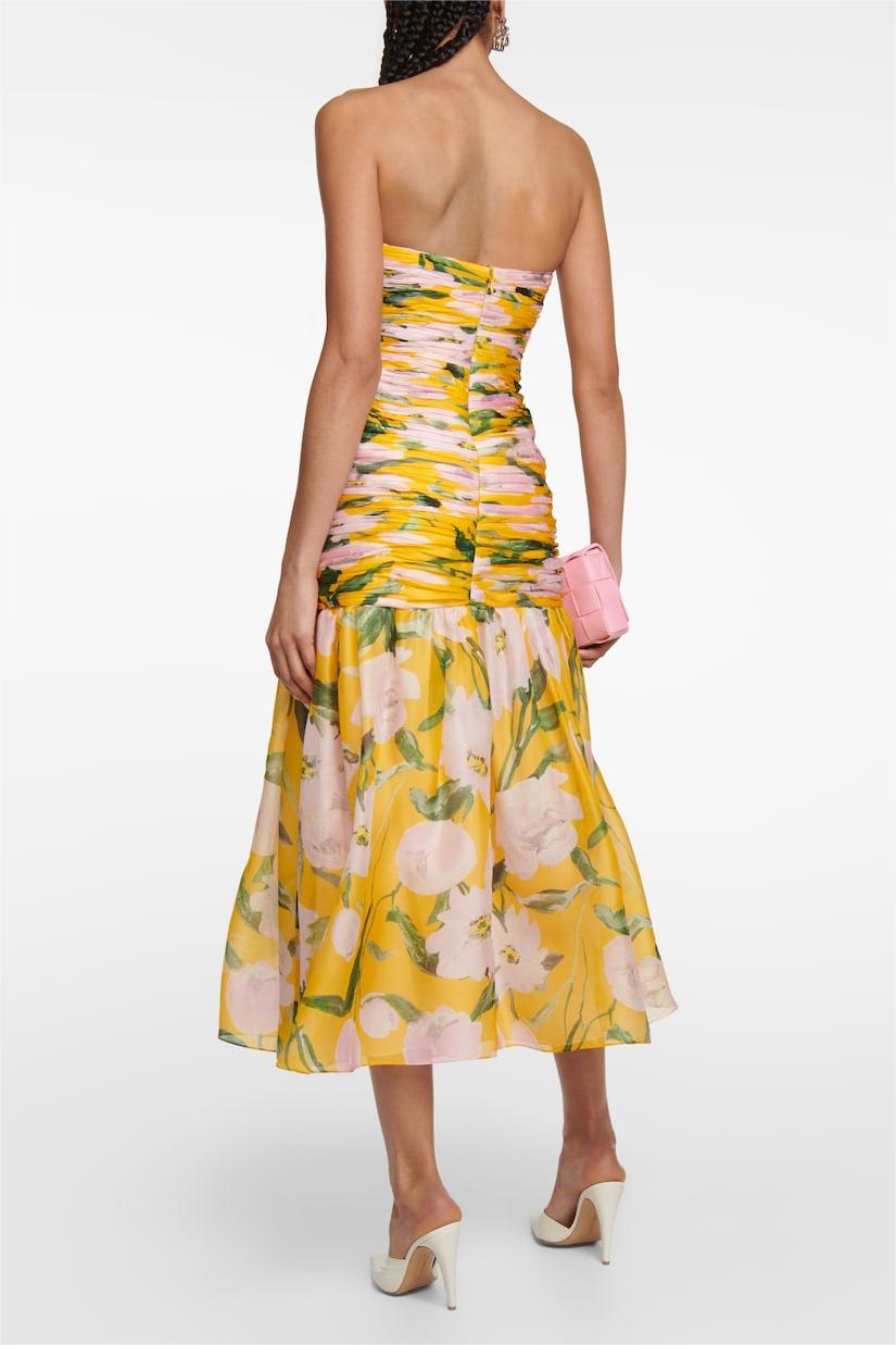 Ruched Strapless Midi Dress