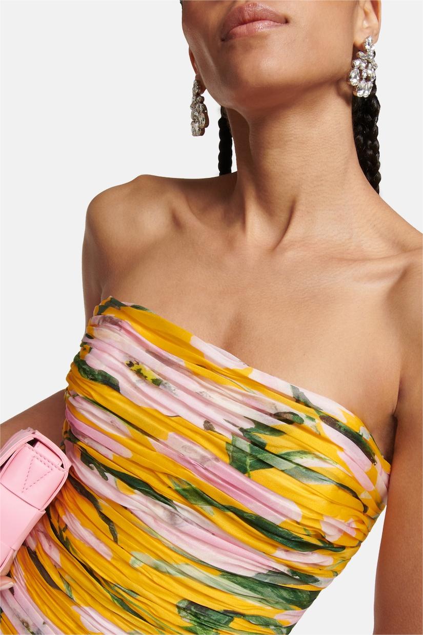 Ruched Strapless Midi Dress