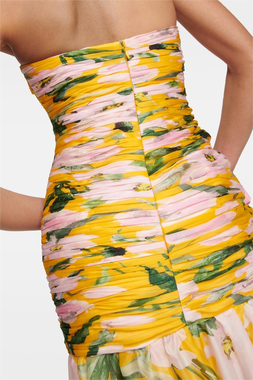 Ruched Strapless Midi Dress