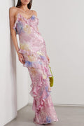 Frill Sweetheart Neck Sleeveless Maxi Dress
