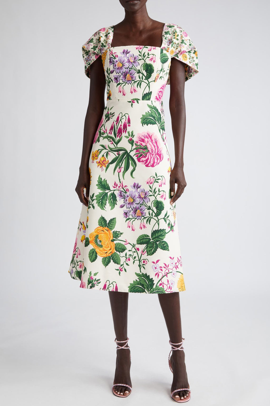 Bow Draped Short Sleeve Midi Dress