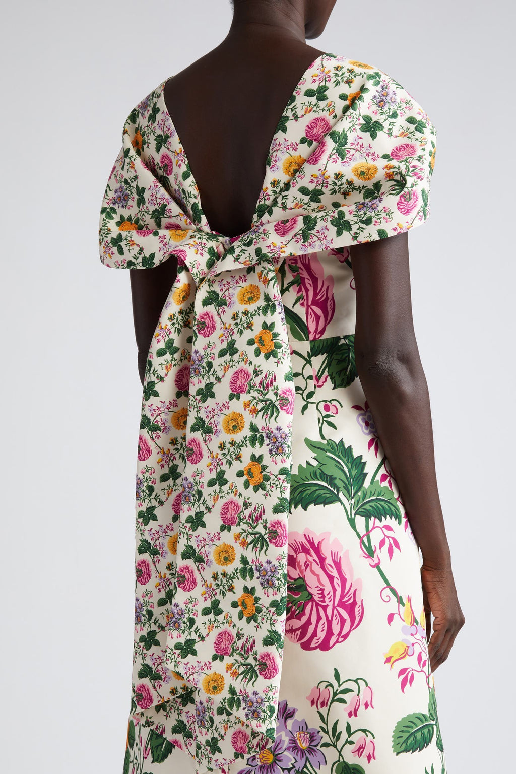 Bow Draped Short Sleeve Midi Dress