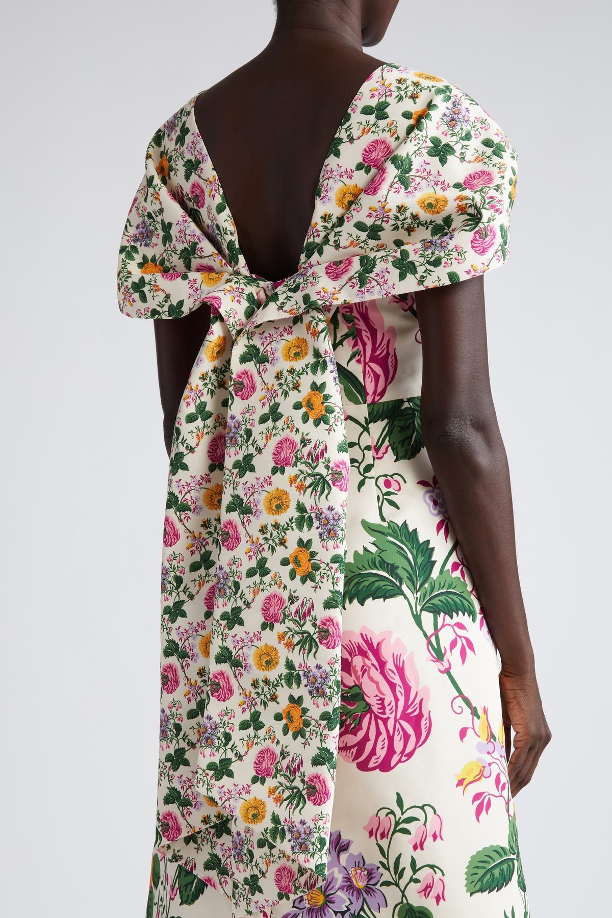 Bow Draped Short Sleeve Midi Dress
