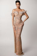 Lori Off-shoulder High Split Maxi Dress