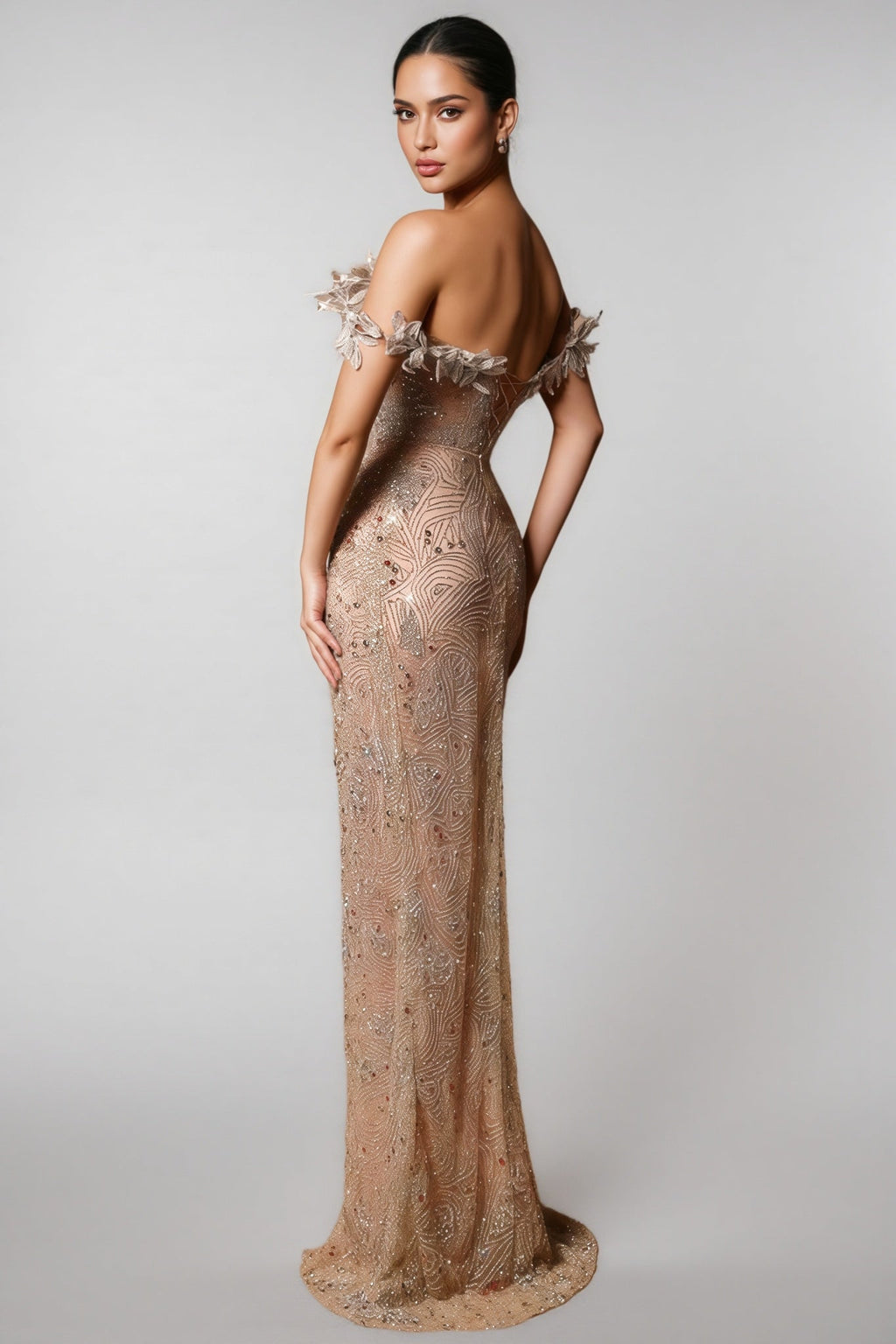 Lori Off-shoulder High Split Maxi Dress