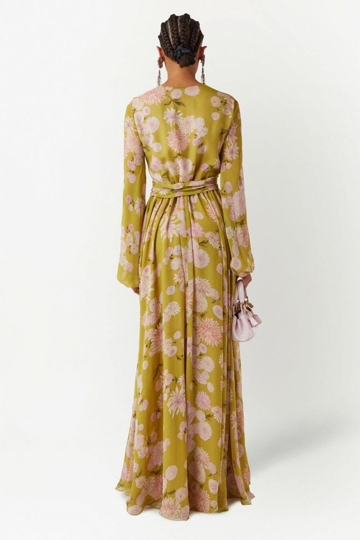 Lace Up Puff Sleeve Maxi Dress