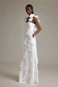 3d Flower Frill Sleeveless Maxi Dress
