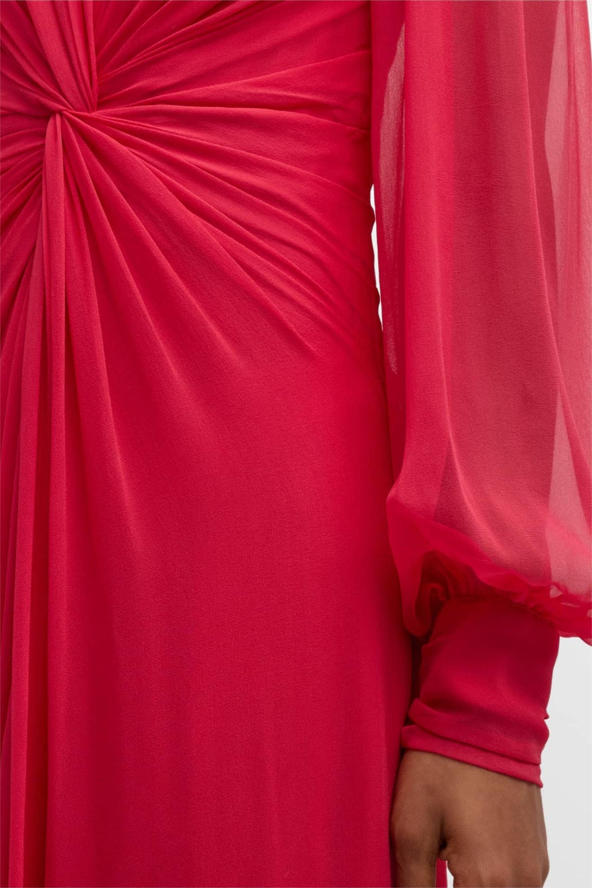 Knotted Lantern Sleeve Maxi Dress