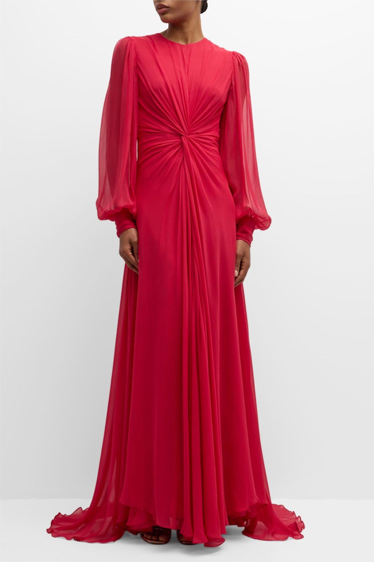 Knotted Lantern Sleeve Maxi Dress